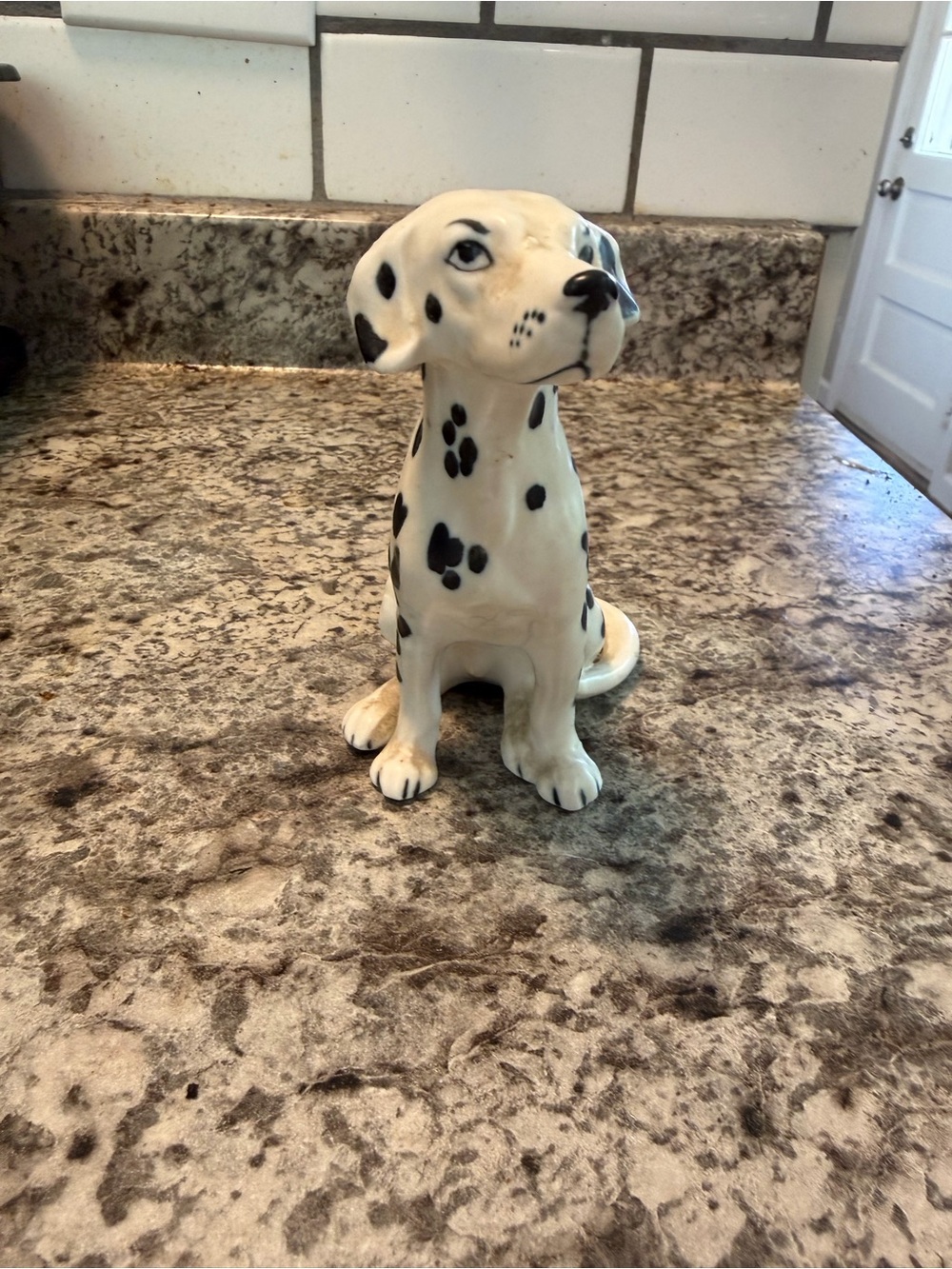White and Black Dalmatian Dog Figurine - Decorative statue